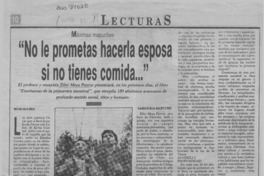"No le prometas hacerla esposa si no tienes comida -- "  [artículo] Héctor Velis Meza.