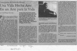 Una vida hecha arte en un arte para la vida  [artículo] Luis Vargas Saavedra.
