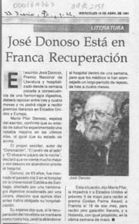 Favorable evolución en la salud de José Donoso  [artículo].