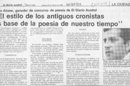 "El Estilo de los antiguos cronistas es base de la poesía de nuestro tiempo"  [artículo].