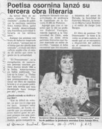 Poetisa osornina lanzó su tercera obra literaria  [artículo].