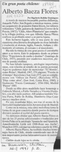 Alberto Baeza Flores  [artículo] Rigoberto Rubilar Domínguez.