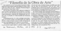 "Filosofía de la obra de arte"  [artículo].