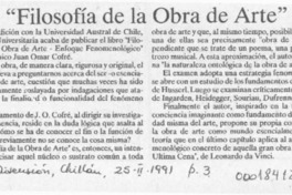 "Filosofía de la obra de arte"  [artículo].