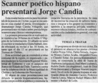 Scanner poético hispano presentará Jorge Candia