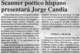 Scanner poético hispano presentará Jorge Candia
