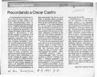 Recordando a Oscar Castro  [artículo] Héctor Edo. Espinoza Viveros.