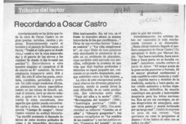 Recordando a Oscar Castro  [artículo] Héctor Edo. Espinoza Viveros.