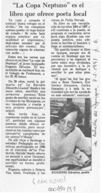 "La Copa Neptuno" es el libro que ofrece poeta local  [artículo].