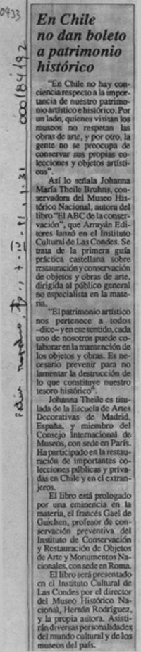 En Chile no dan boleto a patrimonio histórico  [artículo].