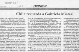 Chile recuerda a Gabriela Mistral  [artículo].