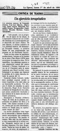 Un ejercicio terapéutico  [artículo] Eduardo Guerrero del Río.