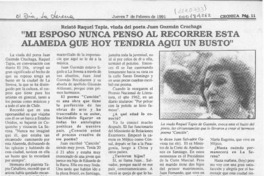 "Mi esposo nunca pensó al recorrer esta alameda que hoy tendría aquí un busto"  [artículo].