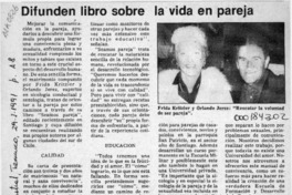 Difunden libro sobre la vida en pareja  [artículo].