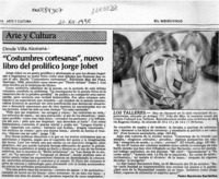 "Costumbres cortesanas", nuevo libro del prolífico Jorge Jobet  [artículo] Pedro Mardones Barrientos.