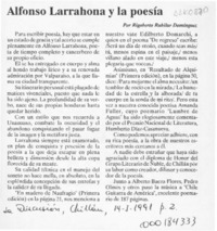 Alfonso Larrahona y la poesía  [artículo] Rigoberto Rubilar Domínguez.