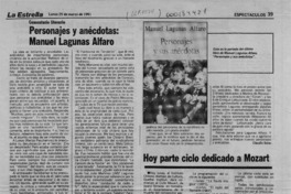 Personajes y anécdotas, Manuel Lagunas Alfaro  [artículo] Claudio Solar.