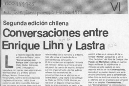 Conversaciones entre Enrique Lihn y Lastra  [artículo] Juan Zapata G.