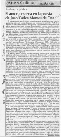 El amor a escena en la poesía de Juan Carlos Montes de Oca  [artículo] Marcelo Novoa.
