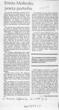 Ennio Moltedo, poeta porteño  [artículo] Hugo Rolando Cortés.
