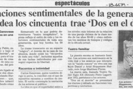 Las Relaciones sentimentales de la generación que bordea los cincuenta trae "Dos en el desván"  [artículo].