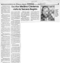Escritor Medina Cárdenas visita la Tercera Región  [artículo].