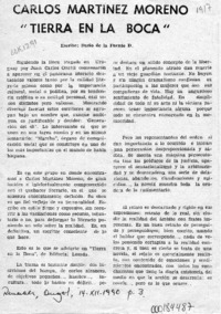 Carlos Martínez Moreno "Tierra en la boca"  [artículo] Darío de la Fuente D.
