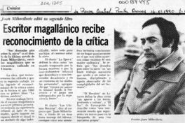 Escritor magallánico recibe reconocimiento de la crítica  [artículo].