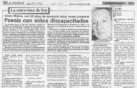 Poesía con niños discapacitados  [artículo] Guillermo Chávez.