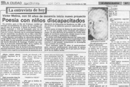 Poesía con niños discapacitados  [artículo] Guillermo Chávez.