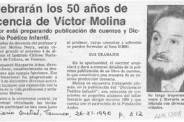 Celebrarán los 50 años de docencia de Víctor Molina  [artículo].