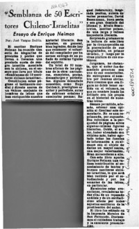 "Semblanza de 50 escritores chileno-israelitas"  [artículo] José Vargas Badilla.