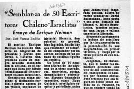 "Semblanza de 50 escritores chileno-israelitas"  [artículo] José Vargas Badilla.