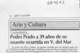 Pedro Prado a 39 años de su muerte ocurrida en V. del Mar  [artículo] Carlos Ruiz Zaldívar.