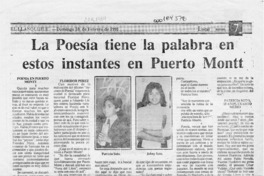 La Poesía tiene la palabra en estos instantes en Puerto Montt