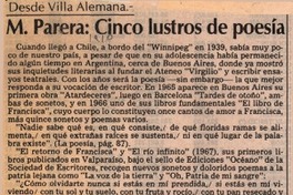 M. Parera, cinco lustros de poesía  [artículo] Pedro Mardones Barrientos.