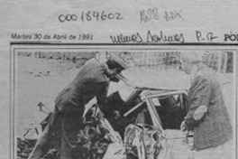 En un accidente falleció gobernador de Linares  [artículo] Sonnia Mendoza [y] Alipio Ortega.