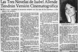 Las tres novelas de Isabel Allende tendrán versión cinematográfica