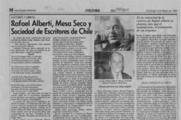 Rafael Alberti, Mesa Seco y Sociedad de Escritores de Chile  [artículo] Filebo.