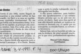 Inés Bordes  [artículo] Manuel Cofré Ibáñez.