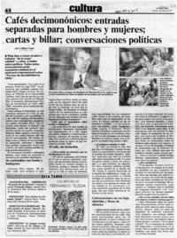 Cafés decimonónicos, entradas separadas para hombres y mujeres, cartas y billar, conversaciones políticas  [artículo] Lillian Calm.