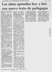 Los Niños aprenden hoy a leer con nuevo texto de pedagogas  [artículo].