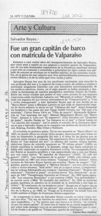 Fue un gran capitán de barco con matrícula de Valparaíso  [artículo] Carlos Ruiz Zaldívar.