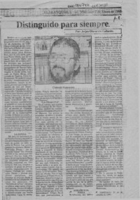 Distinguido para siempre  [artículo] Jerjes Olavarría Gallardo.