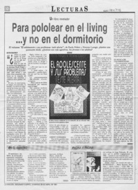 Para pololear en el living -- y no en el dormitorio  [artículo] Héctor Velis Meza.