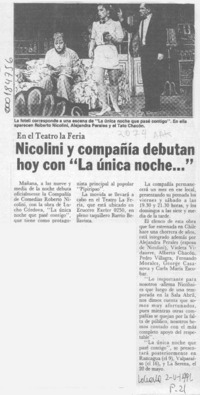 Nicolini y compañía debutan hoy con "La única noche -- "
