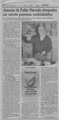 Amores de Pablo Neruda atrapados en veinte poemas inolvidables  [artículo] Samuel Valenzuela Y.