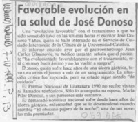 José Donoso está en franca recuperación  [artículo].