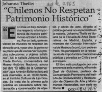 "Chilenos no respetan patrimonio histórico"  [artículo].