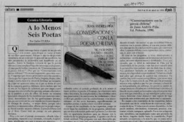 A lo menos seis poetas  [artículo] Carlos Iturra.